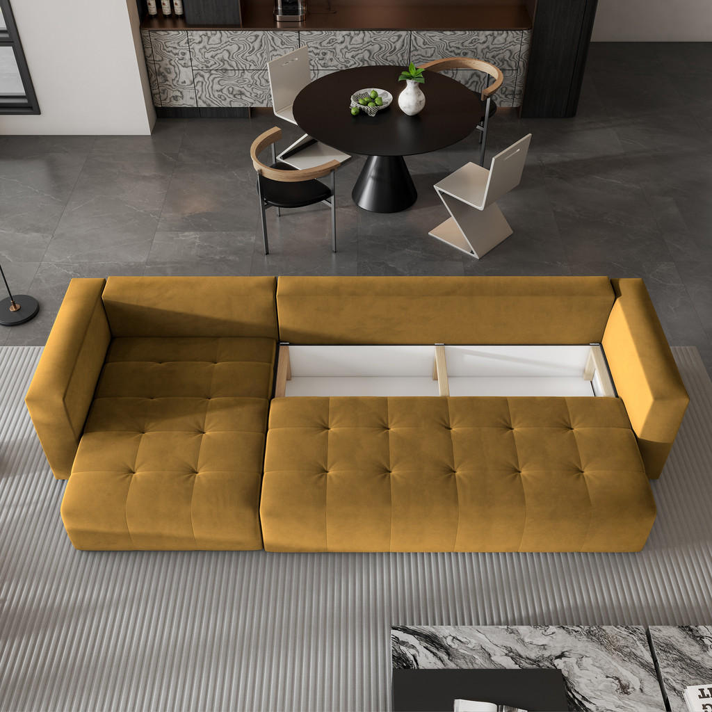 Thumbnail - Masseno Ecksofa, Gelb, Holz, 5-Sitzer, L-Form,L-Form, 347x148 cm, Wohnzimmer, Sofas & Couches, Wohnlandschaften, Ecksofa...