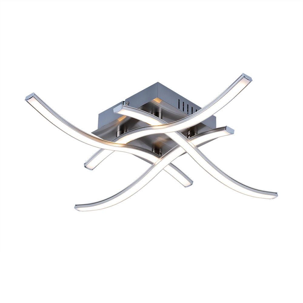 LED DECKENLEUCHTE Sinus Silber gebürstet - Silberfarben, Metall (48/48/10.5cm) - Esto