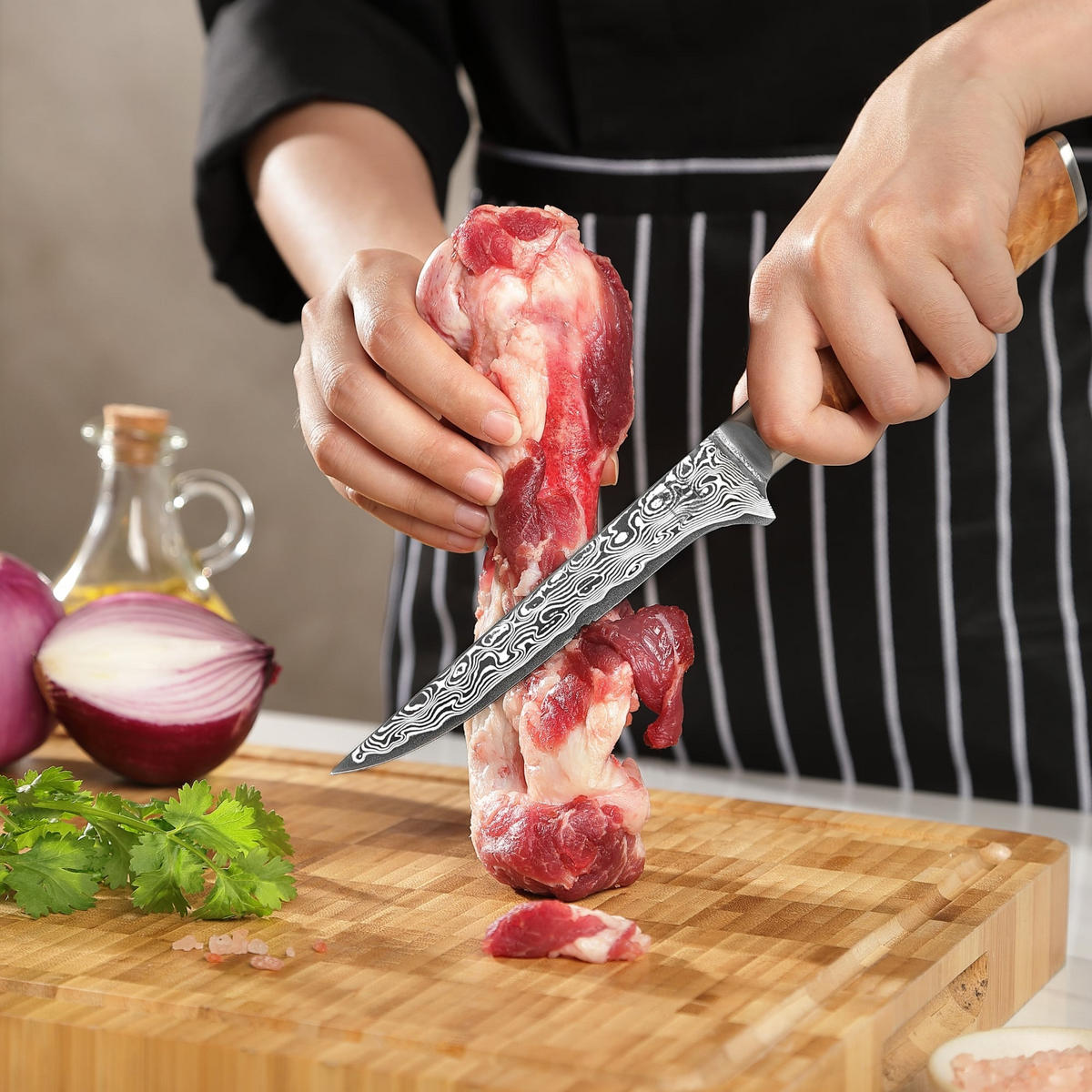 AUSBEIN- UND FILETIERMESSER 16 cm - Birkefarben, Holz/Metall (30cm) - Zayiko