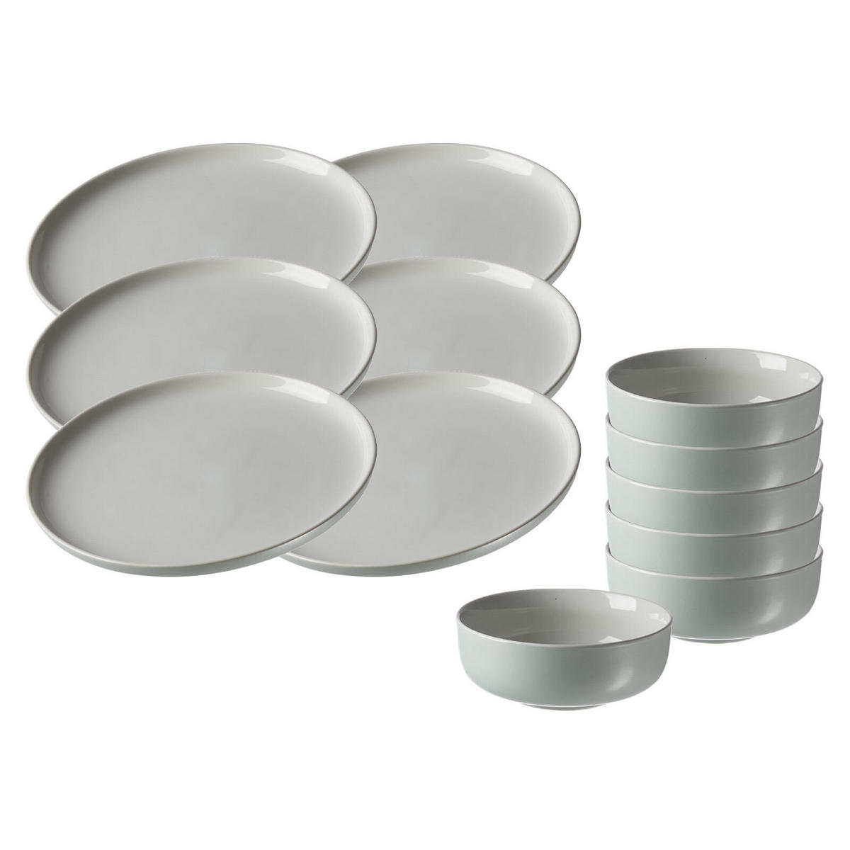 FRÜHSTÜCKSSET Jasper mint 12er Set - Mintgrün, Keramik (1/1/1cm) - Ritzenhoff Breker