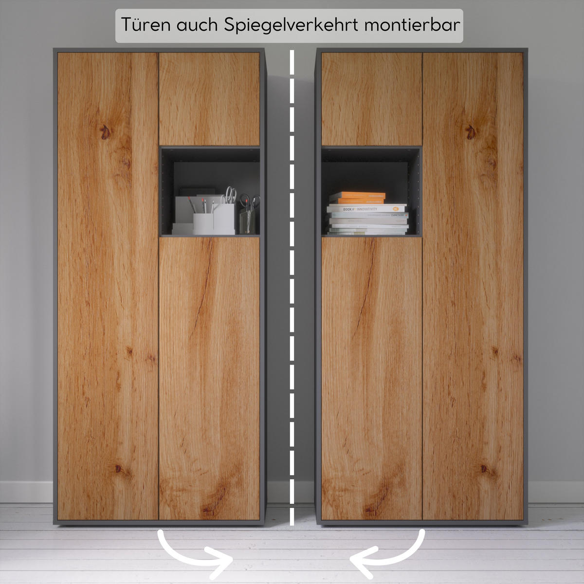 AKTENSCHRANK Amira T10 Eiche Wotan 180/80/40 cm - Eiche Wotan, Holzwerkstoff (80/180/40cm) - SIMPLYFURN
