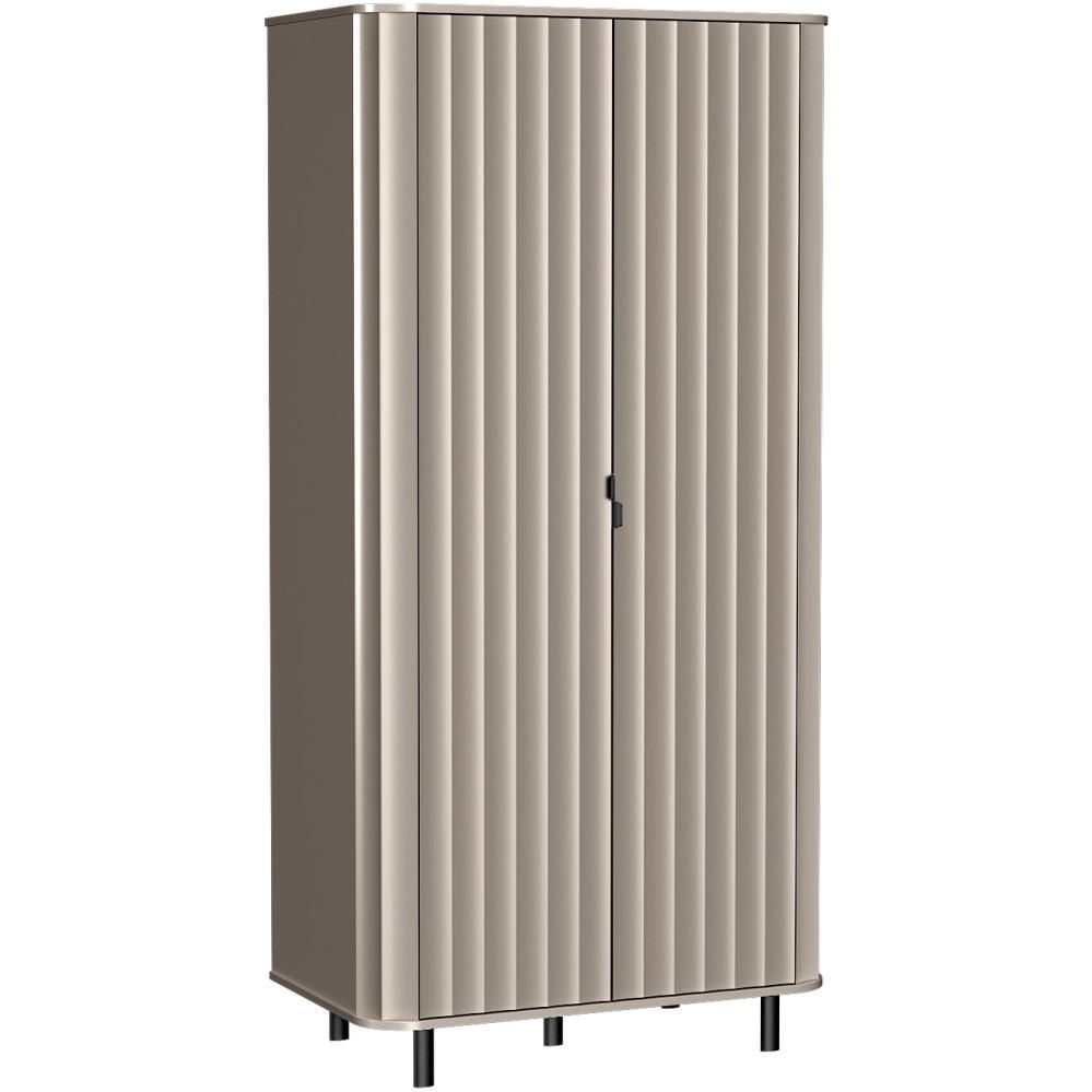 DREHTÜRENSCHRANK Nevada mit zwei Türen 98 cm Taupe - Taupe/Schwarz, Holzwerkstoff/Metall (98/200/55cm) - Beautysofa