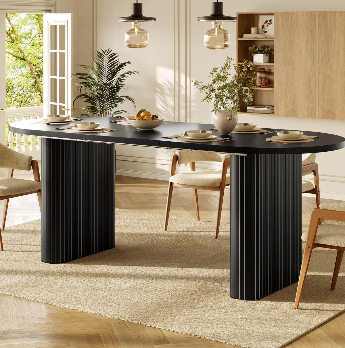 ESSTISCH ausziehbar 120-160 cm Schwarz MDF/Metall - Schwarz, Metall (120/80/75.5cm) - Meubliv