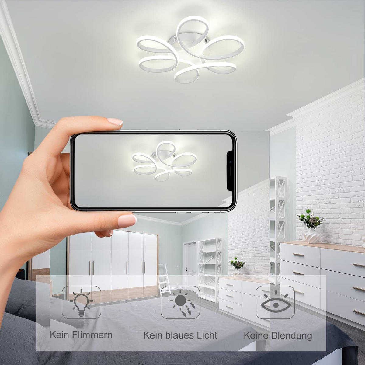 LED-DECKENLEUCHTE Rindor 44/50/8 cm - Weiß, Metall (50/44/8cm) - ZMH