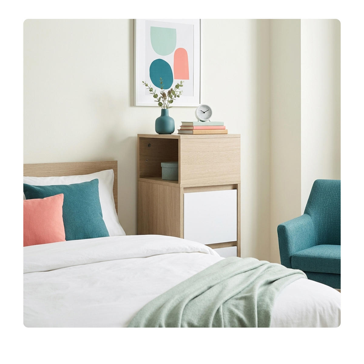 STOLÍK Biela drevodekor 2 zásuvky 2-dielny-Set - svetlohnedá, kompozitné drevo (24/64/30cm) - Relaxdays