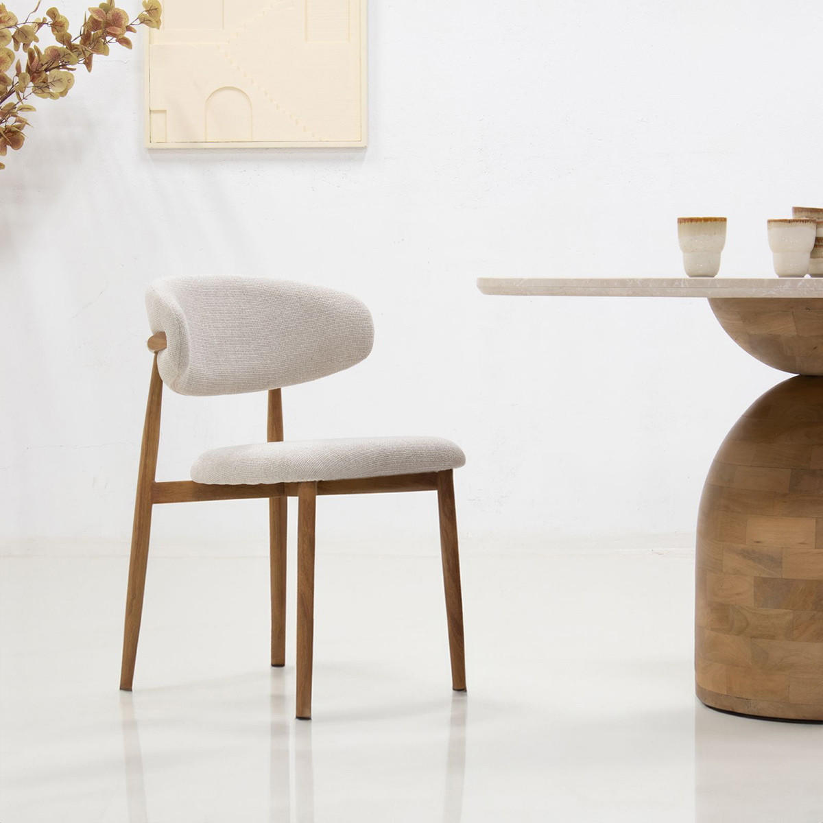 ESSZIMMERSTUHL 2er Set aus Stoff und Metall, beige - Beige, Textil (52/77/56cm) - Giga Meubel