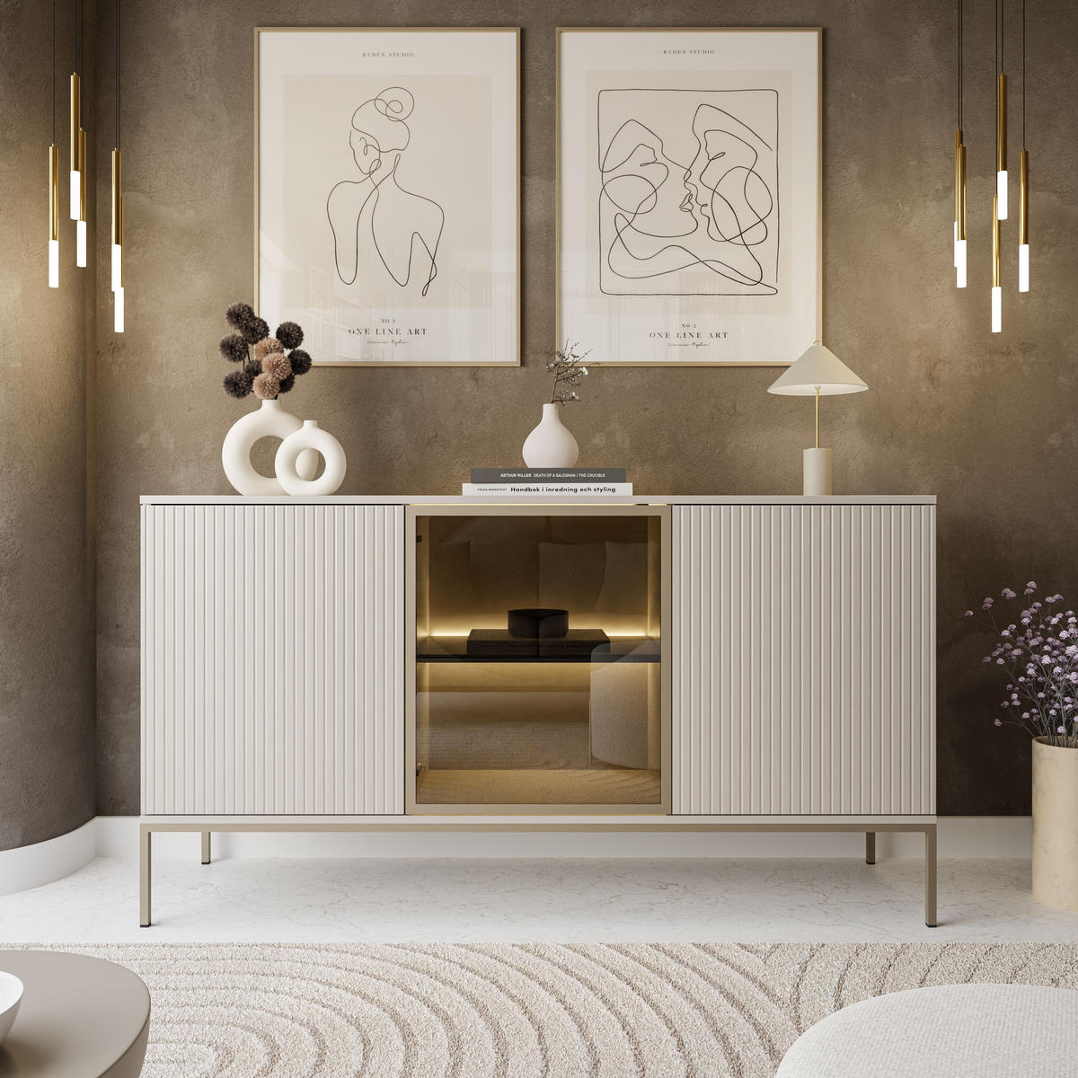 SIDEBOARD ECLIPSE K154 mit Beleuchtung,KASCHMIR - Kaschmir, Holzwerkstoff (154/83/39cm) - Lookway