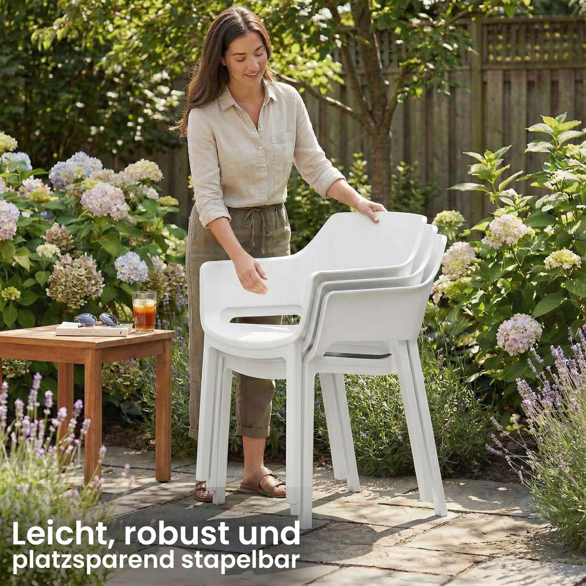 GARTENSTUHL Kunststoff Weiß - Weiß, Kunststoff (60/90/65cm) - CLP
