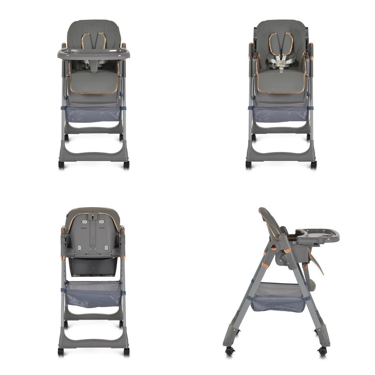 HOCHSTUHL Lindo grau Lätzchen Besteck Räder Korb höhenverstellbar - Grau, Kunststoff (49/100/90cm) - Moni