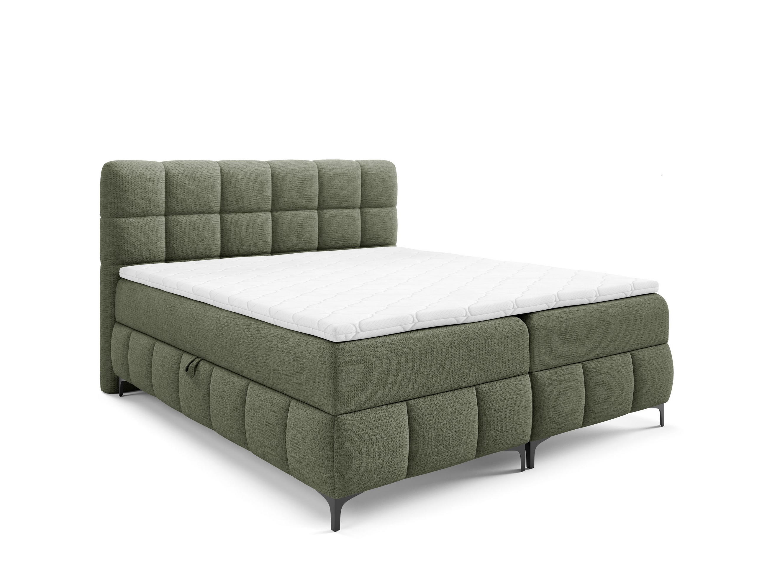 BOXBETT mit Stauraum und Topper 120x200 cm Grün - Grün, Textil (120/200cm) - Home Collective