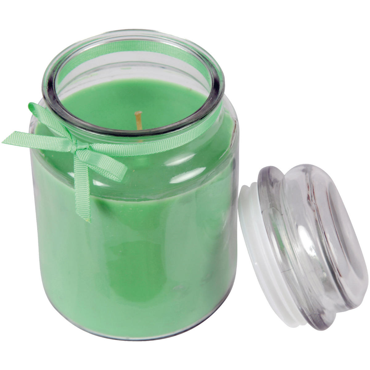 DUFTKERZE im Bonbonglas mit Deckel Kokosnuss & Limette 110h - Grün, Glas (10/16cm)