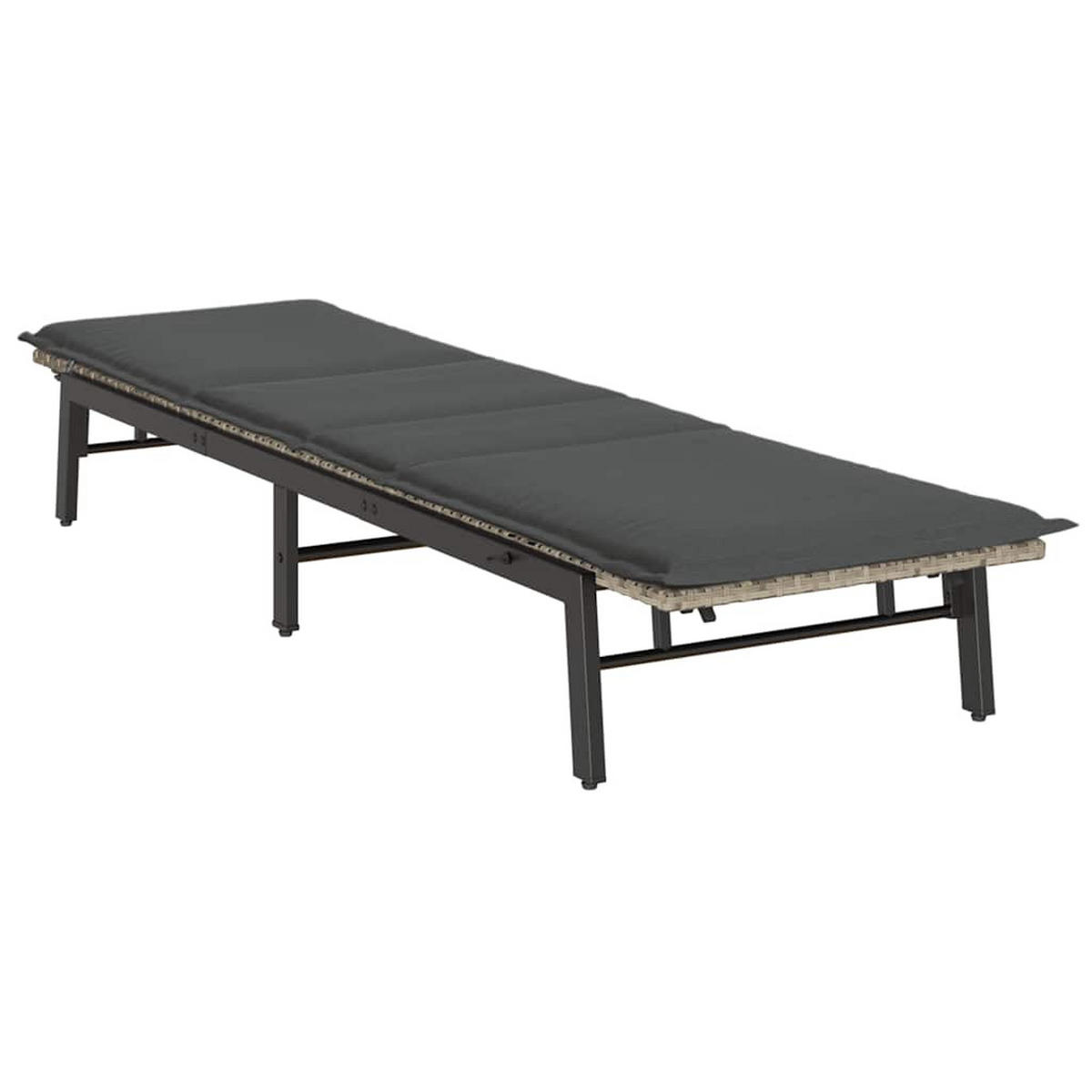 SONNENLIEGE Mit Auflage Hellgrau Poly Rattan - Grau, Kunststoff (59/67/200cm) - vidaXL