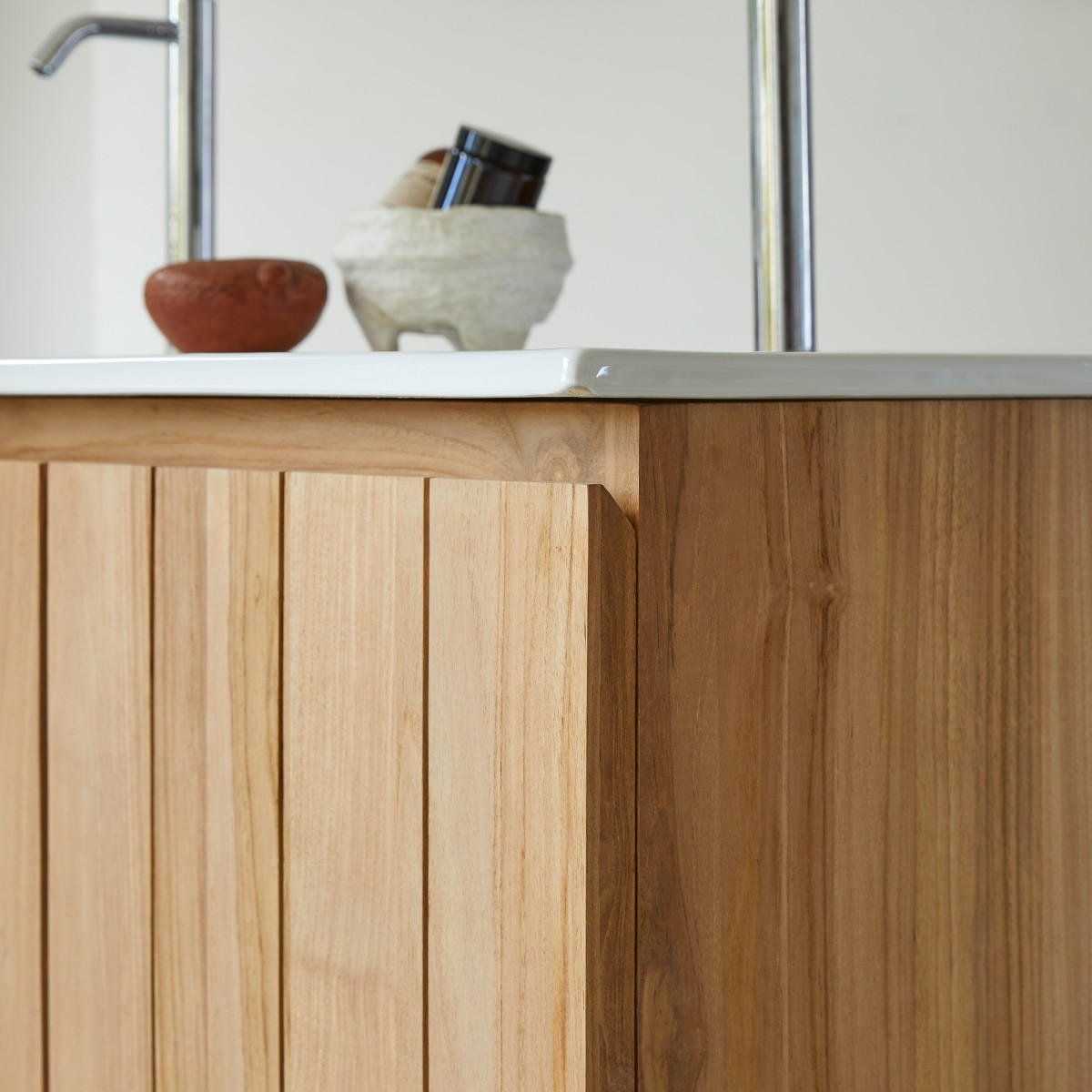 BADEZIMMERMÖBEL Jill Natur aus Teak - Naturfarben, Holz (121/90/46cm) - Tikamoon