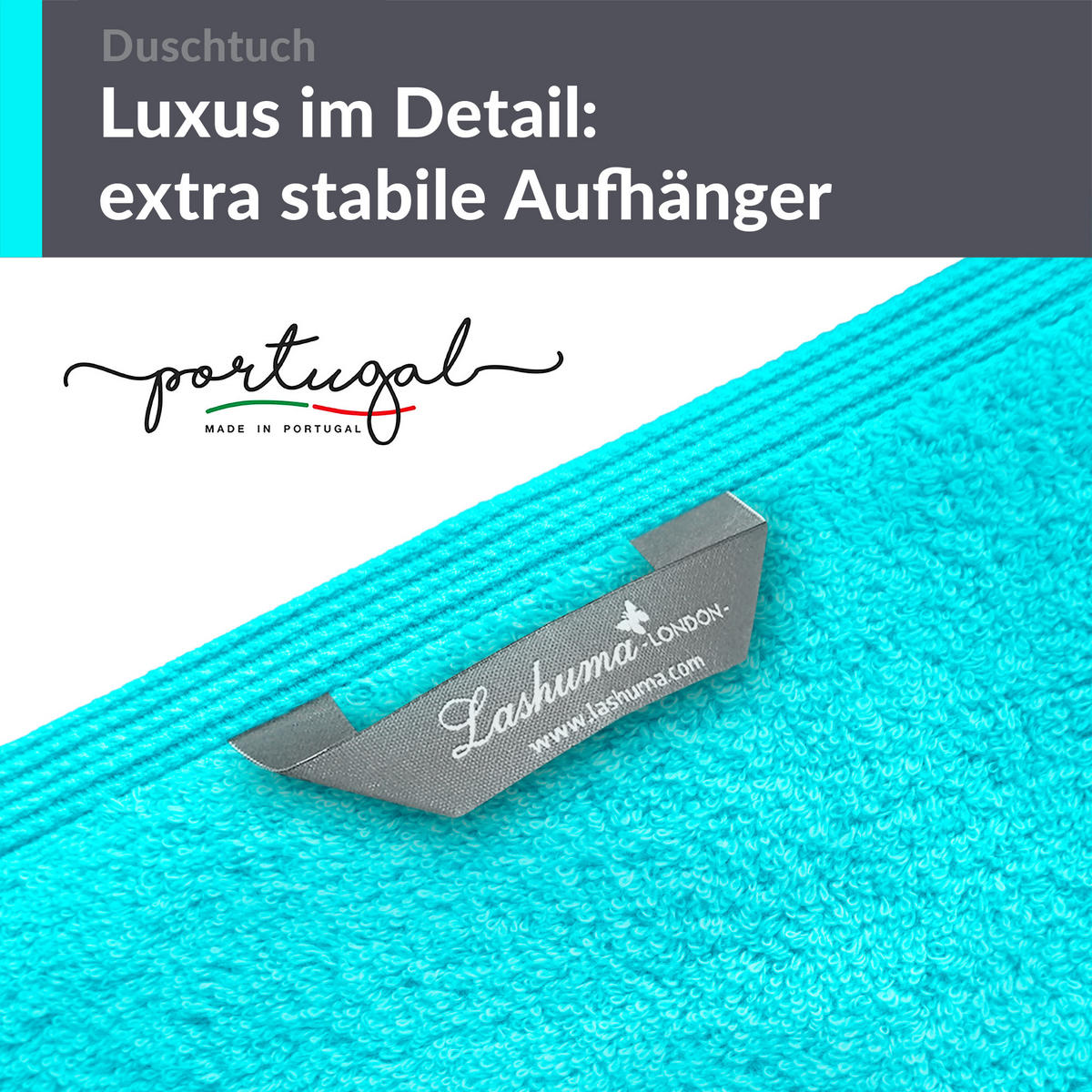 DUSCHTUCH London Lagunen Türkis 2er Set 70x140 - Türkis, Textil (70/140cm) - Lashuma