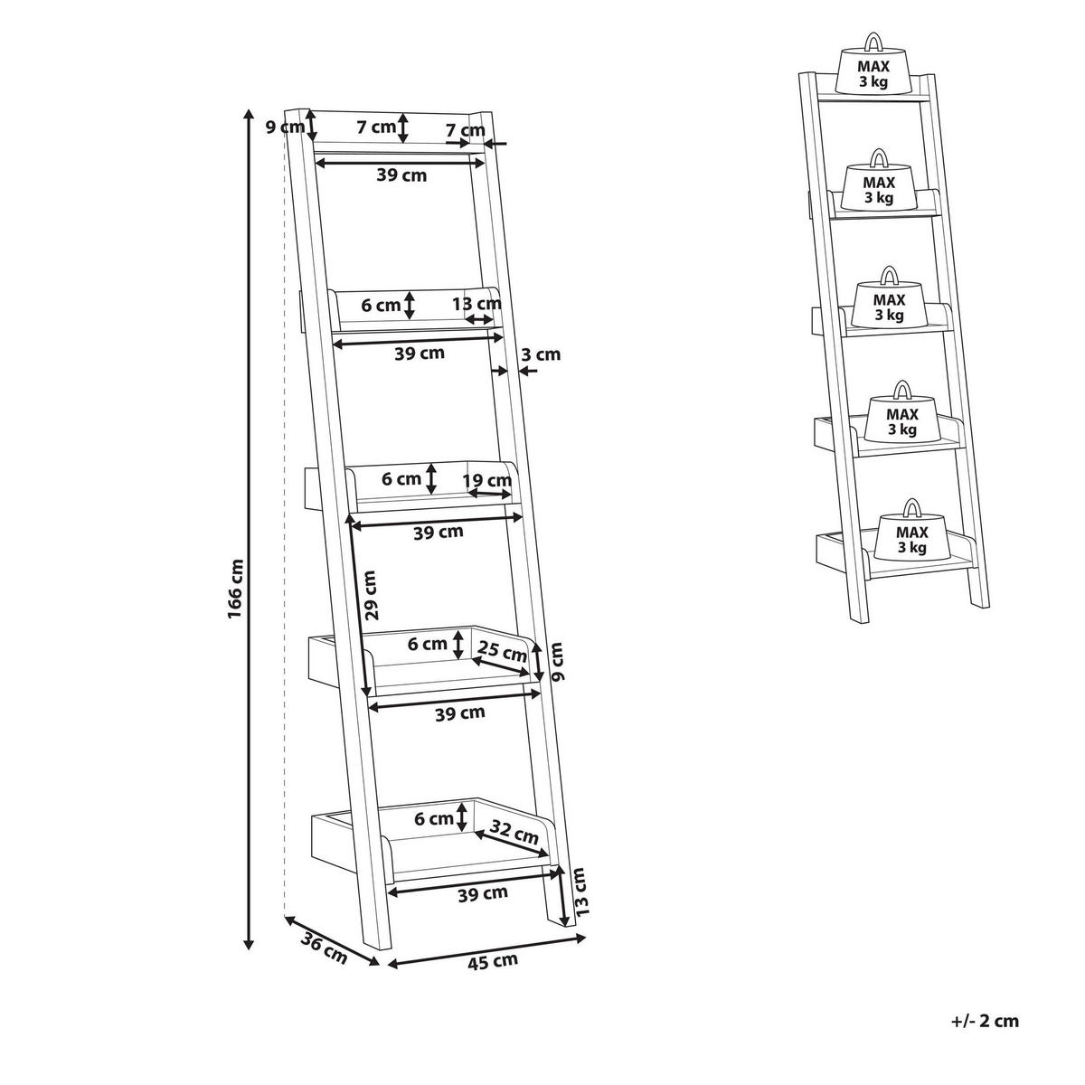 BÜCHERREGAL 5 Fächer Mobile Duo - Grau, Holzwerkstoff (45/166/36cm) - Beliani
