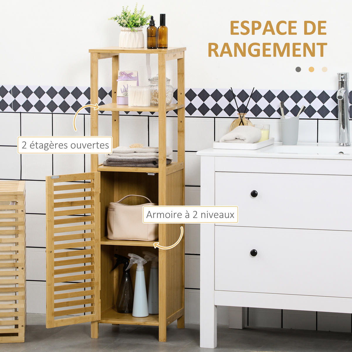HOCHSCHRANK DE-12465 33/30/120 cm mit Jalousietür Natur - Naturfarben, Naturmaterialien (29.9/120/32.9cm) - ComfortXL