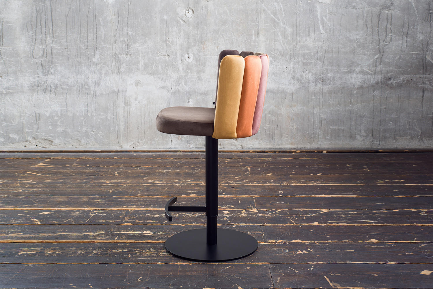 BARHOCKER JADA Braun Velvet - Dunkelbraun/Schwarz, Kunststoff/Textil (55/85/53cm) - KAWOLA