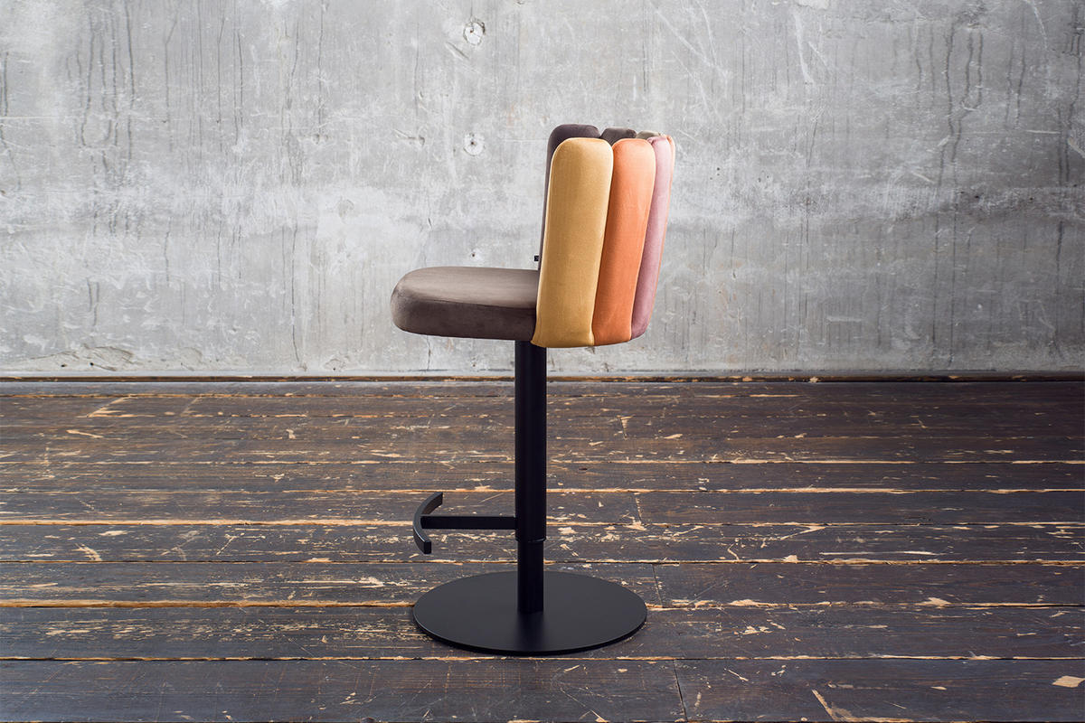 BARHOCKER JADA Braun Velvet - Dunkelbraun/Schwarz, Kunststoff/Textil (55/85/53cm) - KAWOLA