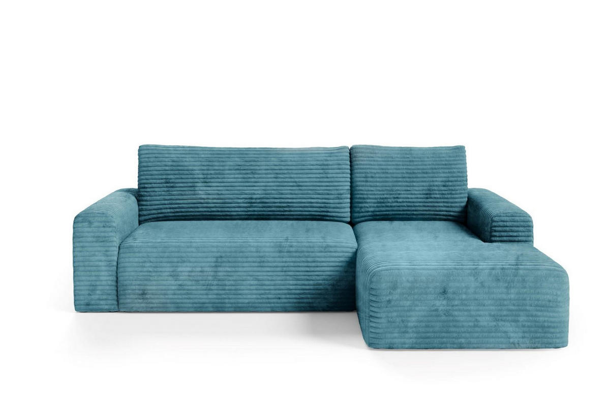 ECKSOFA mit Schlaffunktion Türkis - Blau, Textil (268/163cm) - Furnisell