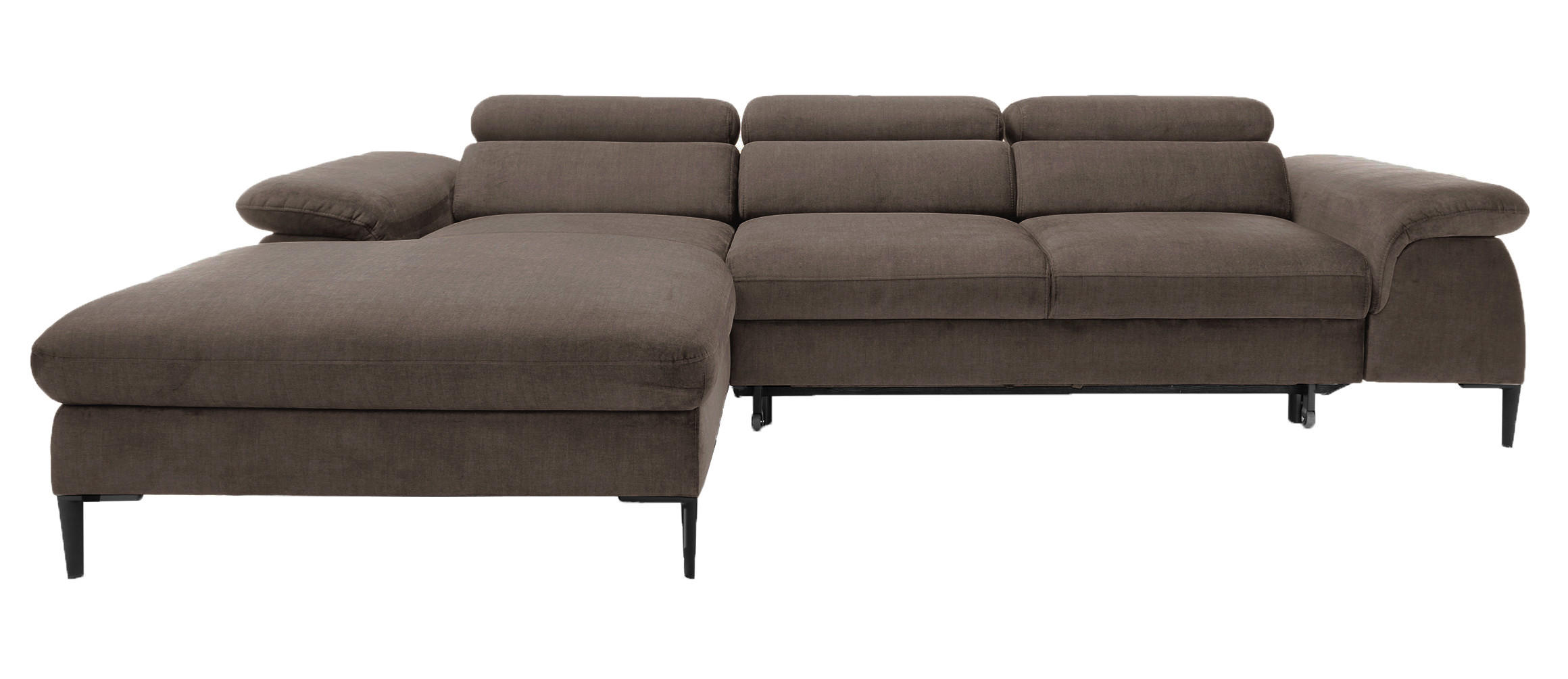 ECKSOFA L-Form 290 cm Amaro M mit Schlaffunktion, Links, Braun - Braun, Holz (288/182cm) - Emporius