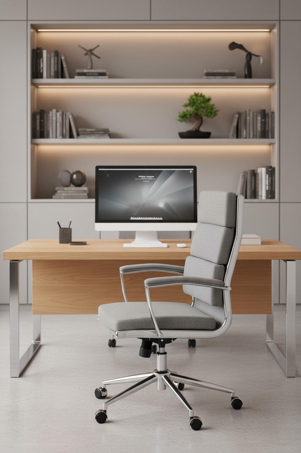 BÜROSTUHL Cyron Stoff grau - Chromfarben/Grau, Textil/Metall (61/115/65cm) - TPFLiving