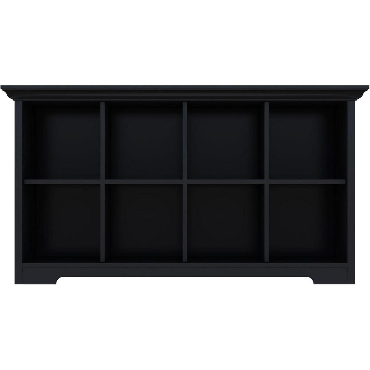 BÜCHERREGAL mit Sockel 8 Fächer Schwarz 127 x 70 cm - Schwarz, Holzwerkstoff (127/70/34cm)