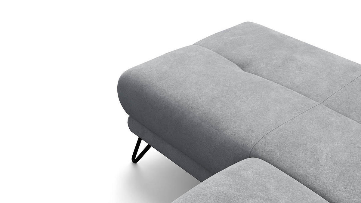 ECKSOFA RODEN 4-Sitzer mit Relax, hellgrau, Veloursstoff - Hellgrau, Holz/Textil (268/92cm) - Wozimo