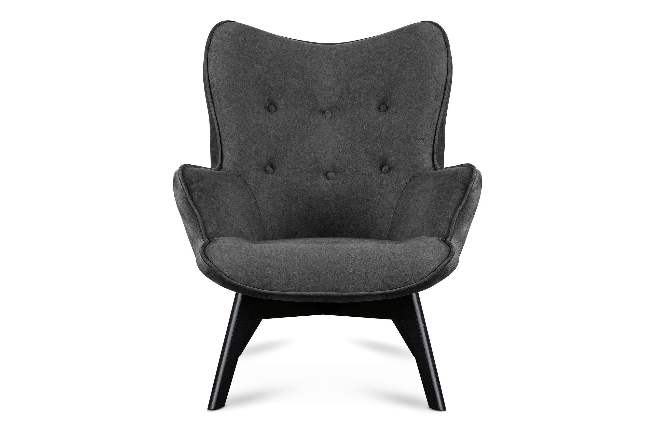 SESSEL GLORI mit Armlehnen, Dunkelgrau - Dunkelgrau/Schwarz, Holz/Textil (78/94/88cm) - KONSIMO®