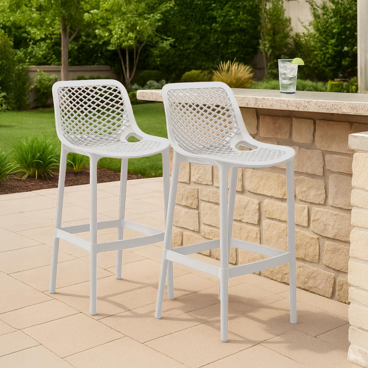 BARHOCKER 2er Set Kunststoff Weiß - Weiß, Kunststoff (45/105/53cm) - CLP