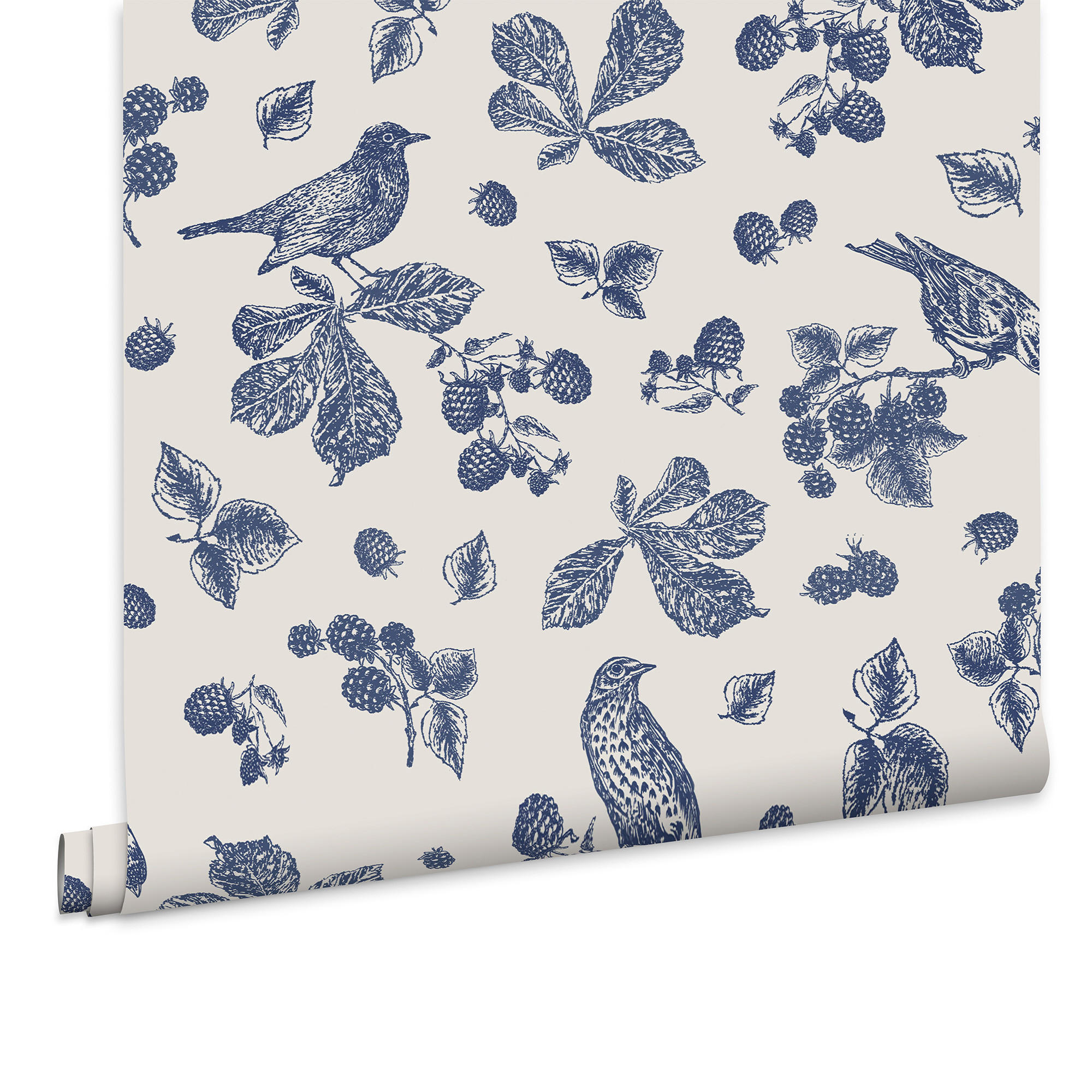 VLIESTAPETE Brombeervogel 1005x52cm - Blau, Papier/Kunststoff (52/1000cm) - Joules