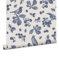 VLIESTAPETE Brombeervogel 1005x52cm - Blau, Papier/Kunststoff (52/1000cm) - Joules
