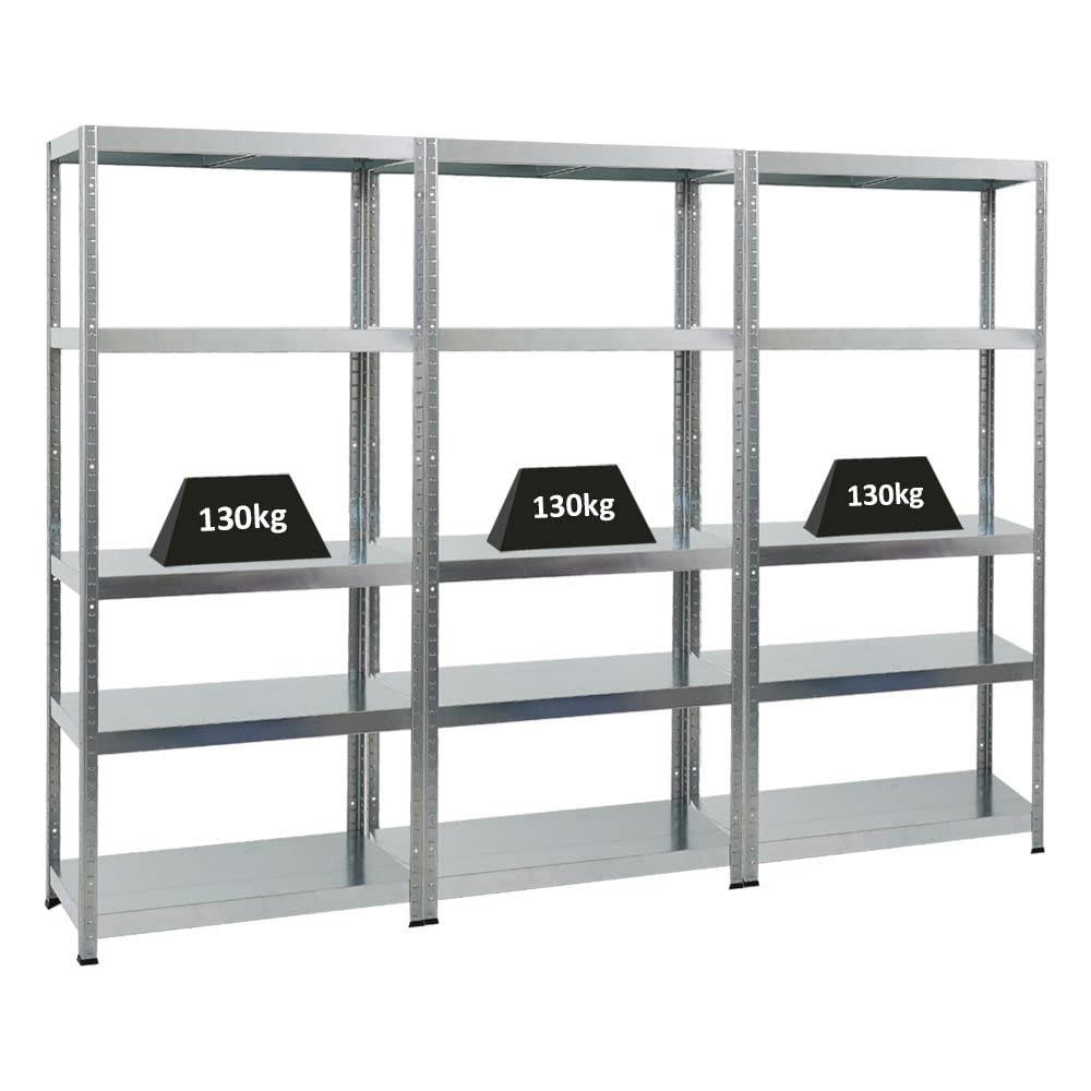 SCHWERLASTREGAL Steel Eagle 3er-Set mit 3x 180x80x40 cm Fachlast 130 kg Verzinkt - Silberfarben, Metall (240/180/40cm) - PROREGAL