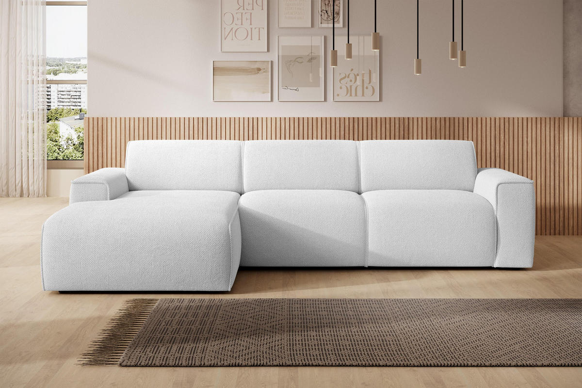 ECKSOFA L Form Didim mini Ivory 310/165/78 cm – stilvolle kleine Eckcouch L - Greige/Champagner, Kunststoff/Textil (165/310cm) - AX Living
