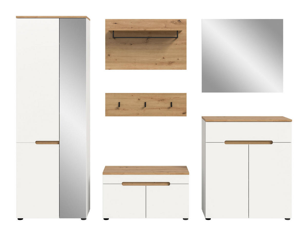 GARDEROBEN-SET 6tlg. Nova (B/H/T: 255x190x37 cm) in Weiß - Weiß, Holzwerkstoff (255/190/37cm) - Homes & Jones