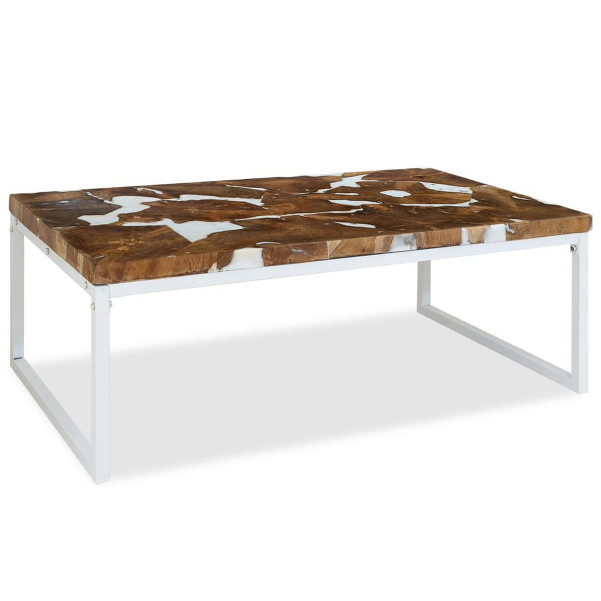 COUCHTISCH Teak Harz 110x60x40 cm - Weiß, Holz (110/60/40cm) - furnicato