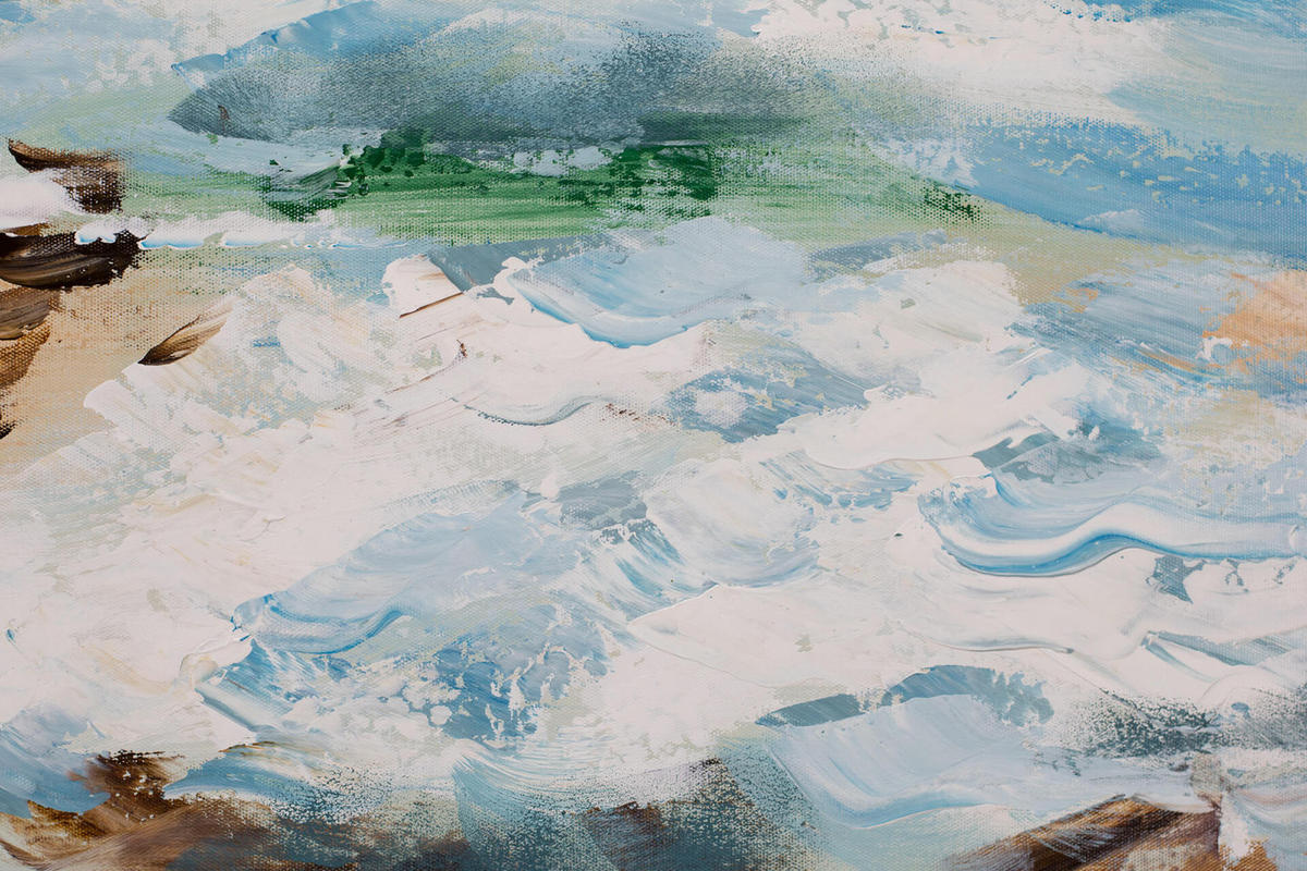 ACRYLBILD HANDGEMALT 60/60 cm - Blau/Beige, Holz/Textil (60/60cm) - KUNSTLOFT