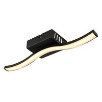 LED DECKENLEUCHTE Schwarz Opal gewellte Form - Schwarz, Kunststoff (34.3/7/6.4cm) - Globo Lighting