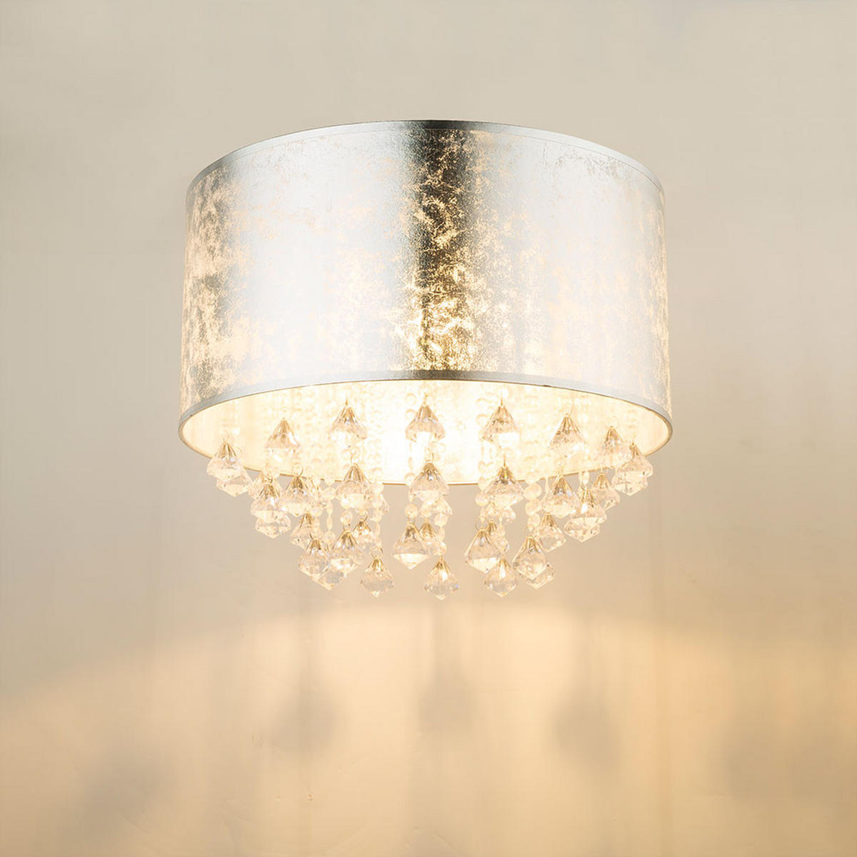 DECKENLEUCHTE AMY Silber Textil - Silberfarben, Metall (40/40/38cm) - Globo Lighting