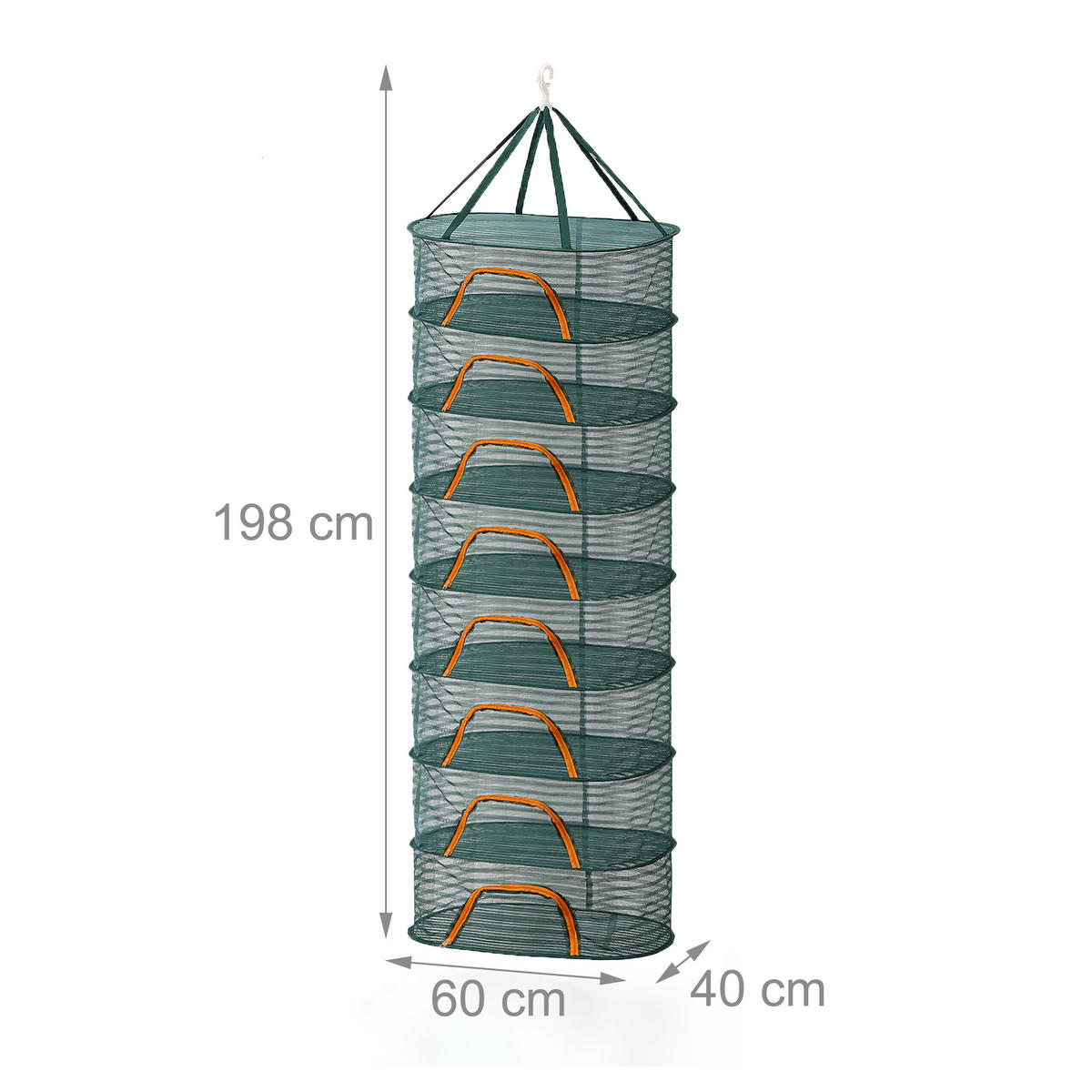 SUŠICÍ síť - tmavě zelená, textil/plast (60/198/40cm) - Relaxdays