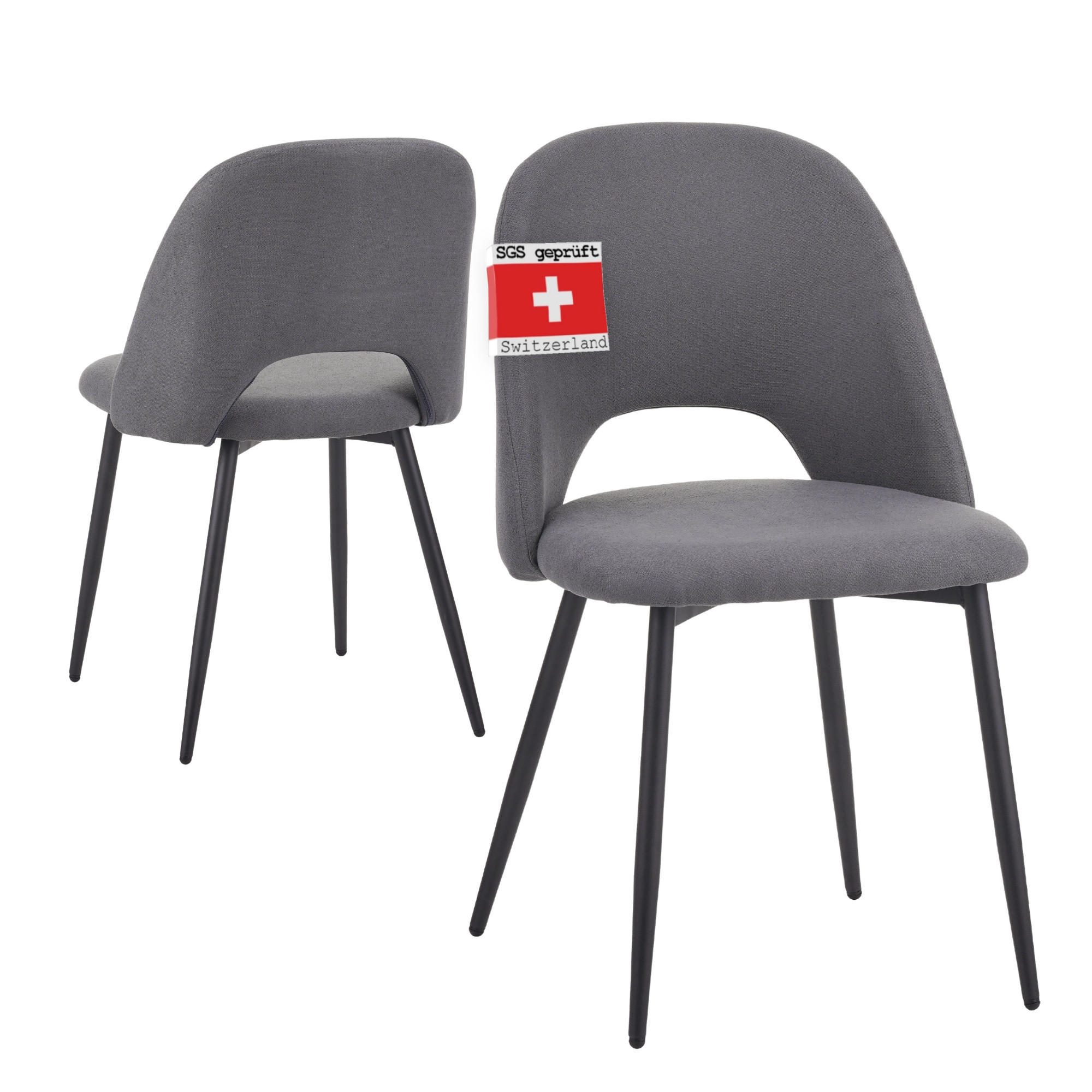 ESSZIMMERSTUHL SILVI Stoff 2er-Set - Grau, Metall (48/81/53cm) - Albatros
