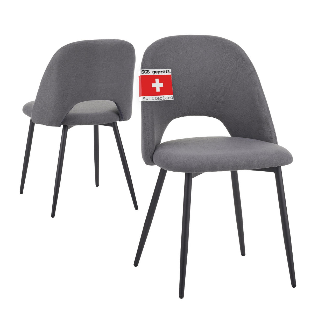 ESSZIMMERSTUHL SILVI Stoff 2er-Set - Grau, Metall (48/81/53cm) - Albatros