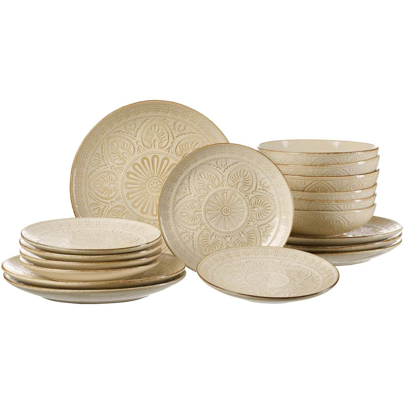 TELLERSET Omara beige 18er Set - Beige, Keramik (36/33.5/54cm) - Ritzenhoff Breker