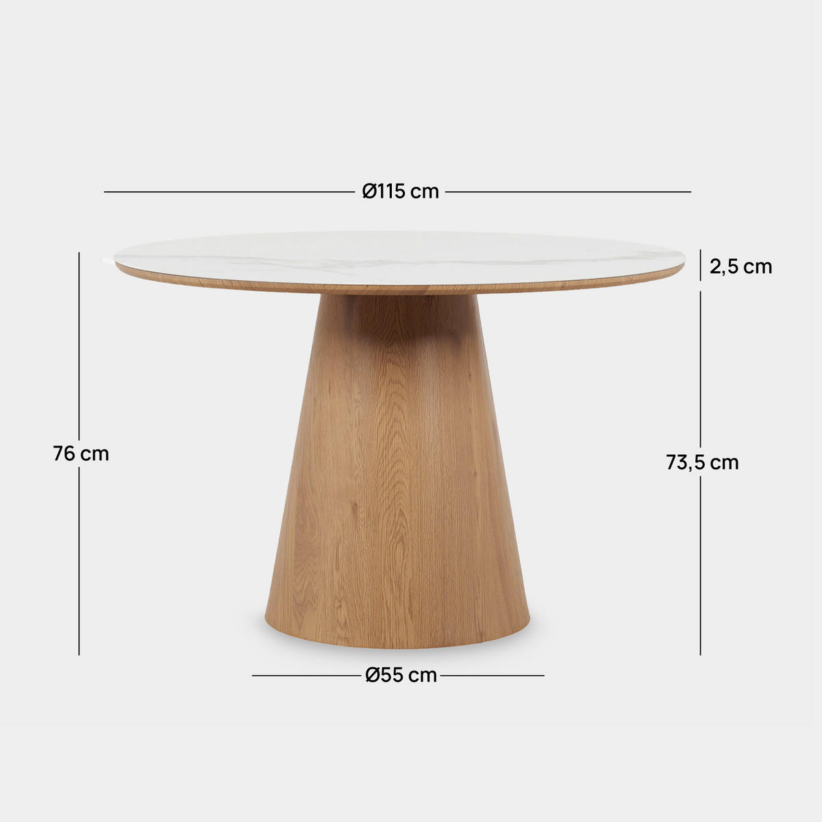 ESSTISCH Gaia Natürlich 115 cm x 75 cm - Naturfarben, Holzwerkstoff (115/115/75cm) - Klast Home