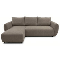 ROHOVÁ POHOVKA Zordo Světle hnědý žinylka levá se dvěma úložnými prostory - černá/světle hnědá, textil/plast (256/170cm) - Selsey