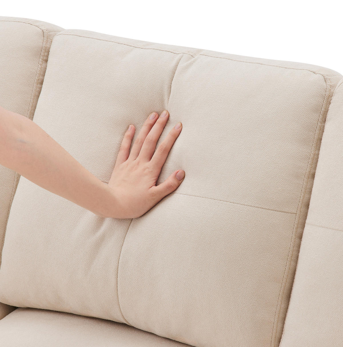 ECKSOFA in Leinenoptik Beige 129x175x90 cm mit Stauraum und beidseitig platzierbarer Chaiselongue - Beige, Textil (175/129cm) - IVMEU