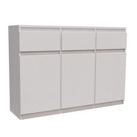KOMMODE MERAVIGLIA 120/85/33 cm mit 3 Schubladen 3 Türen Weiß - Weiß, Holzwerkstoff (120/85/33cm) - MASSENO