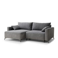 ECKSOFA MIT SCHLAFFUNKTION Leon Grau Webstoff - Schwarz/Grau, Holz/Holzwerkstoff (148/239cm) - Maison de Reve