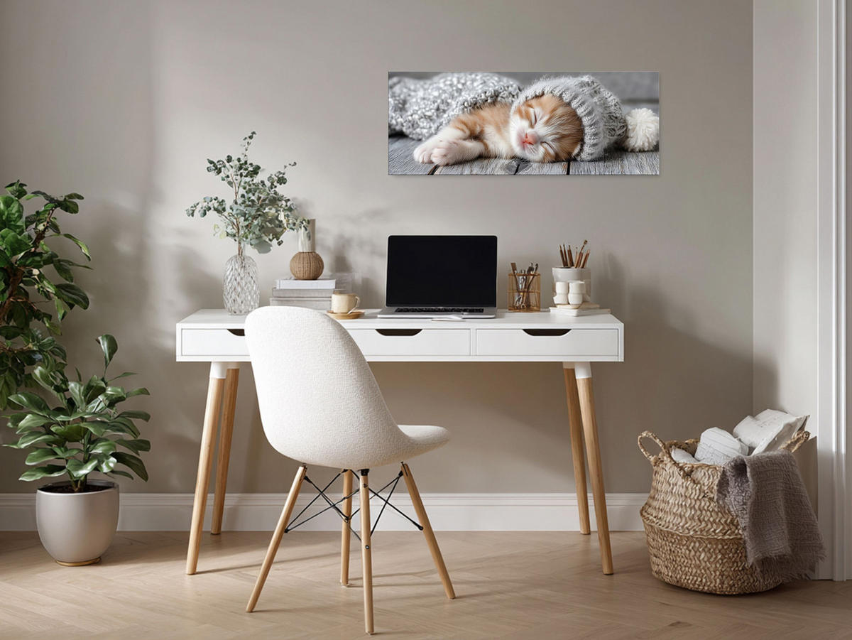 GLASBILD 30x80 cm Katze beige - Beige, Glas (80/30cm) - artissimo