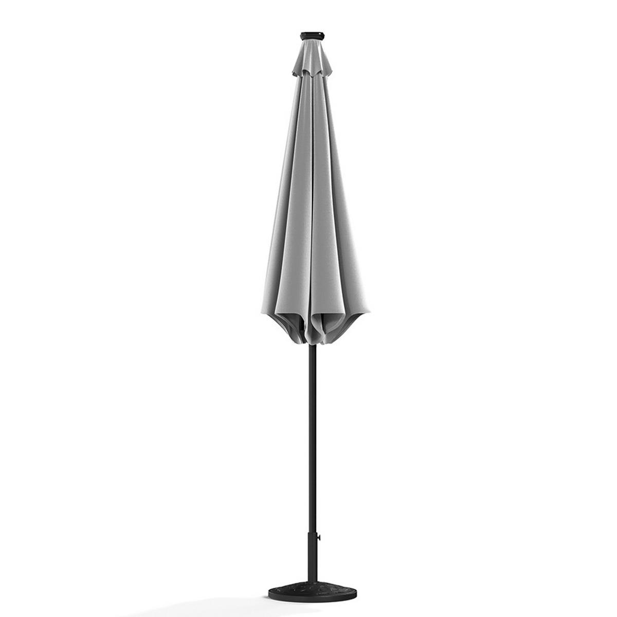 SONNENSCHIRM aus Polyester Metall in Hellgrau mit Resin-Sockel drehbar 360° neigbar 60° 3 x 2.4m Ø49 × 35 cm - Grau, Metall (300/240cm) - Livingandhome