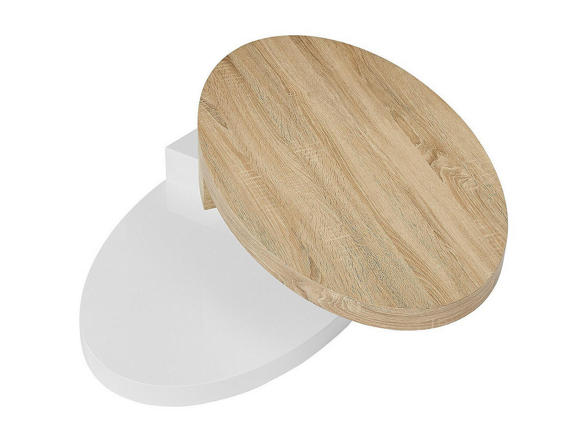 COUCHTISCH mit drehbarer Tischplatte - MDF - Naturfarben & Weiß - VITALY - Naturfarben, Holz (100/60/33cm) - Vente-Unique